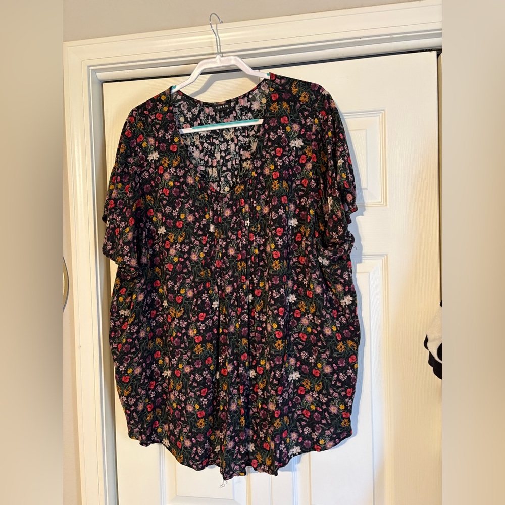 Torrid Black Floral Blouse